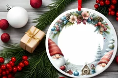Winter Gnomes Round Ornament Sublimation PNG Product Image 2
