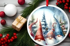 Winter Gnomes Round Ornament Sublimation PNG Product Image 2