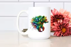 Abstract Vibrant Watercolor Bear PNG Product Image 2