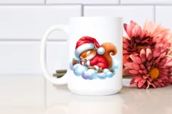 Vibrant Watercolor Baby Squirrel Dressed Christmas | Product Image 2