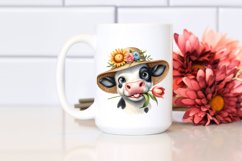 Cow Bored Cow Portrait with Goofy Smile and Flower Hats Product Image 2