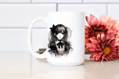 Washed Watercolor Gothic Girl | Sublimation | Clipart Product Image 2