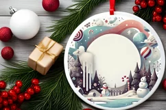 Round Christmas Ornament Sublimation|Clipart Product Image 1
