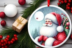 Round Santa Ornament Sublimation PNG Product Image 2