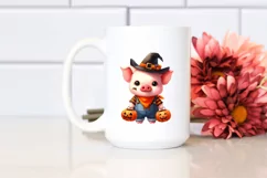Vibrant Halloween Baby Pig Clipart Product Image 2