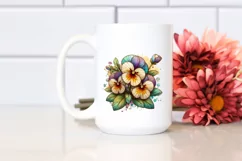 Colorful Stained Pansy | Watercolor Splash Clipart Product Image 2