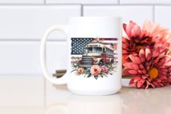 Watercolor Vintage Bus with Flowers | Sublimation | Clipart Product Image 2