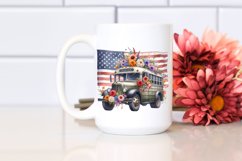 Watercolor Vintage Bus with Flowers | Sublimation | Clipart Product Image 2