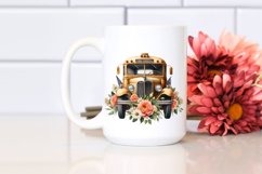 Watercolor Vintage Bus with Flowers | Sublimation | Clipart Product Image 2