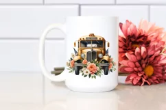 Watercolor Vintage Bus with Flowers | Sublimation | Clipart Product Image 2