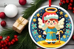 Round Christmas Ornament Sublimation|Clipart Product Image 2