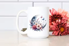 Colorful Half Moon with Flowers, PNG Product Image 2