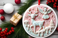 Round Christmas Ornament Sublimation|Clipart Product Image 1