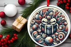 Round Christmas Ornament Sublimation|Clipart Product Image 2