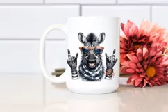 Funny Cute Zebra Portrait Smiling with Rock Sign and Product Image 2