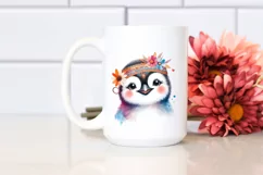 Vibrant Watercolor Boho Funny Penguin Portrait | Sublimation Product Image 2