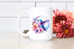 Watercolor Moon with Flowers Baby Macaw | Sublimation | Product Image 2