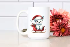 Cute Polar Bear with Santa Hat, PNG Product Image 2