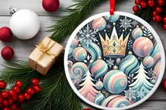 Round Christmas Ornament Sublimation|Clipart Product Image 1