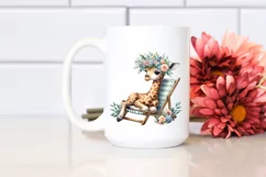 Watercolor Giraffe with Floral Wreath on Beach Chair | Product Image 2