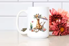 Watercolor Giraffe with Floral Wreath on Beach Chair | Product Image 2