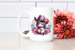 Colorful Baby Unicorn with Cowboy Hat, Transparent PNG Product Image 2
