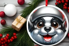 Christmas Puppy Smiling Round Ornament Sublimation PNG Product Image 2