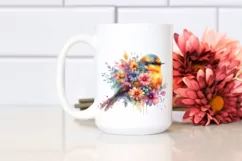 Vibrant Bird with Flowers | Sublimation | Clipart Product Image 2