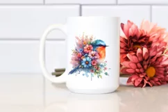 Vibrant Bird with Flowers | Sublimation | Clipart Product Image 2