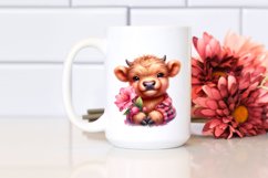 Baby Highland Cow with Azalea | Sublimation | Clipart Product Image 2