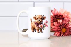 Baby Highland Cow with Azalea | Sublimation | Clipart Product Image 2