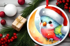 Santa Hat Baby Parrot Ornament Sublimation PNG Product Image 2