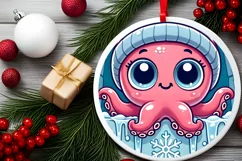 Round Christmas Ornament Sublimation|Clipart Product Image 1