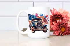 USA Flag Vintage Car Confetti | Sublimation Clipart Product Image 2