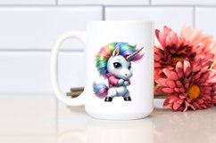 Cute Baby Unicorn in Watercolor Pastel | Clipart Product Image 2