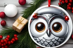 Owl Smiling Round Ornament Sublimation PNG Product Image 2