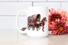 Vintage Rusty Horse Wagon USA Flag Watercolor Product Image 2