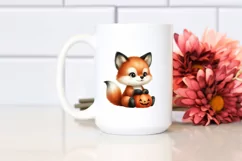 Cute Baby Fox with Halloween Pumpkin, Transparent PNG Product Image 2