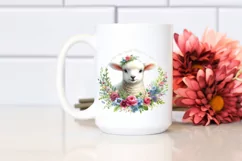 Watercolor Floral Frame Baby Lamb | Sublimation | Clipart Product Image 2