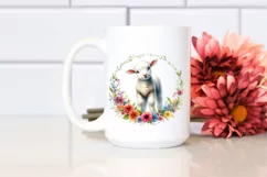 Watercolor Floral Frame Baby Lamb | Sublimation | Clipart Product Image 2