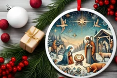 Round Christmas Ornament Sublimation|Clipart Product Image 2