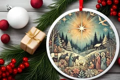 Round Christmas Ornament Sublimation|Clipart Product Image 2