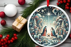 Round Christmas Ornament Sublimation|Clipart Product Image 2
