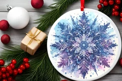 Snow Flake Christmas Round Cute Ornament Sublimation Product Image 1
