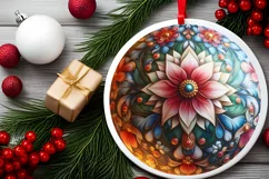 Silent Night Christmas Round Cute Ornament Sublimation Product Image 1