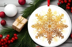 Snow Flake Christmas Round Cute Ornament Sublimation Product Image 1