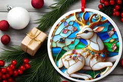 Christmas Round Cute Ren Deer Animal Ornament Sublimation Product Image 1
