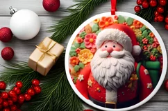 Christmas Round Santa Ornament Sublimation Product Image 1