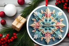 Snow Flake Christmas Round Cute Ornament Sublimation Product Image 2