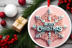 Snow Flake Christmas Round Cute Ornament Sublimation Product Image 1